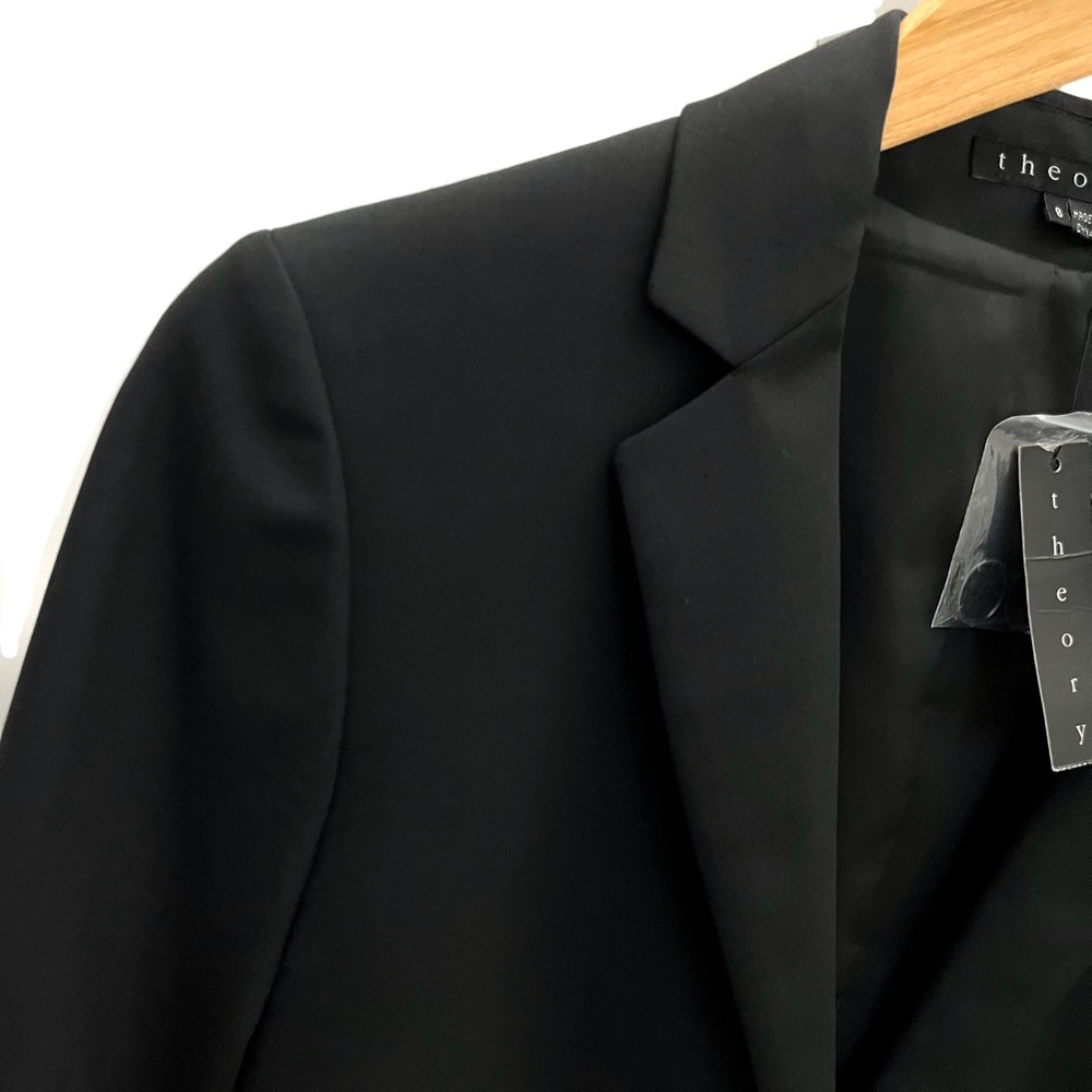 NWT | Theory | Black Wool Blend | Contemporary Women Blazer | Sz Medium - Picture 2 of 16